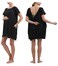 Labor and Delivery Gown for Hospital With Pockets Open Back Nursing Pajamas for Women Breastfeeding Maternity Nightgown (Black, Small)