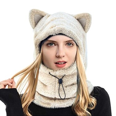Cute Animal Ski Mask Hood Balaclava Face Warmer with Bear Ears Unisex for Men, Women, and Kids Ideal for Skiing, Snowboarding, Hiking, Climbing, Camping, Fishing, and More Winter Outdoor Activities