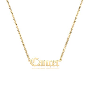 Aimber 18K Gold Plated Astrology Necklace for Women Jewelry,12 Zodiac Pendant Horoscope Constellations Necklace(Letter,Cancer)