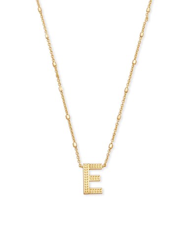 Kendra Scott Letter E Pendant Necklace for Women, Fashion Jewelry, 14k Gold-Plated Brass, Gold Metal, Letter E