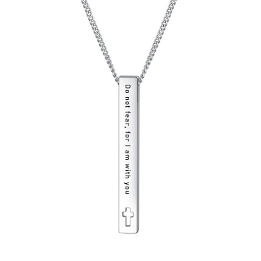 Rnivida Christian Bible Verse Bar Necklaces for Women, Religious Faith Inspirational Birthday Jewelry Gift (Do not fear, for I am with you)