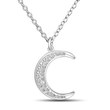 ELEGANZIA Moon And Star Necklaces For Women Sterling Silver, Crescent Moon Jewelry For Women, Silver Moon Star Necklaces for Teens (Moon)