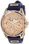 GUESS Ladies 40mm Watch - Blue Strap Rose Gold Dial Rose Gold Tone Case