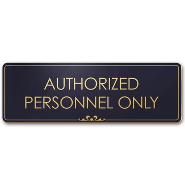 Authorized Personnel Only Sign, Black/Gold, Engraved, 3" x 9", Fade Resistance, Indoor/Outdoor Use, USA MADE By My Sign Center