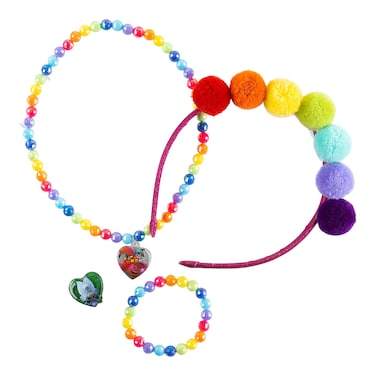 LUV HER Kids' Trolls World Tour Accessory Set for Girls - Jewelry Kit for Birthday Gifts, Party Favors, Play Accessories - Necklace, Bracelet, Ring, Headband, For Ages 3 years and Up