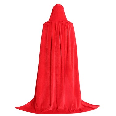 Etistta Halloween Velvet Witch Cloak Witches Costume Adults Hooded Capes Full Length Witch Cape for Women, Men (Red, XL, 66.9"/170cm)