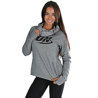 Optimum Nutrition: ON True Strength Sweatshirt, Scrunch Neck Hoodie for Women, Grey, Small
