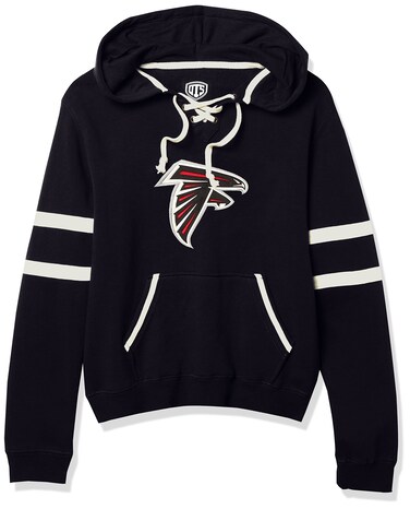 OTS NFL Carolina Panthers Women's Grant Lace Up Pullover Hoodie, Logo, Medium