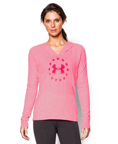 Under Armour Women's Freedom Tri-Blend Hoodie, Harmony Red /Navy Seal, X-Small