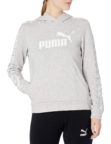 PUMA Women's Amplified Hoodie, Light Gray Heather, X-Small