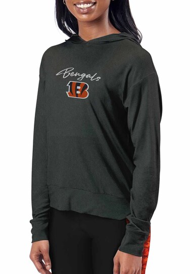 CERTO NFL Women's Session Pullover Hoodie - Lightweight &amp; Cozy - Polyester &amp; Spandex - Designed to Keep You Comfortable (Cincinnati Bengals - Black, X-Large)
