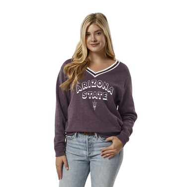 NCAA League Womens Arizona State Sun Devils Victory Springs V Crew, Medium, Heather Varsity Maroon