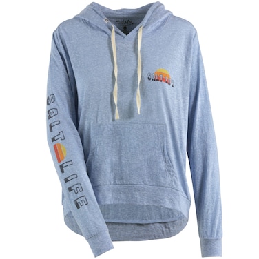 Salt Life Sunset Board Hoodie Long Sleeve Classic Fit, Blue Fog, X-large