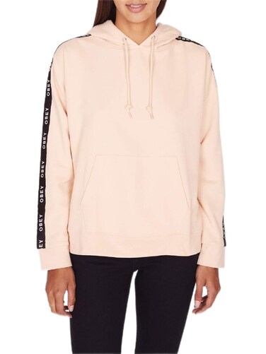 OBEY womens Lockport Pullover Hood Fleece, Nude, X-LARGE