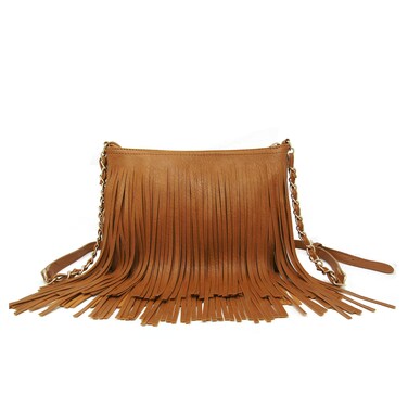 Solene Fringe Crossbody Shoulder Bag with Strap, Tassel Messenger bag, Country Style Western Fringe Purse for Women - E031(Tan)