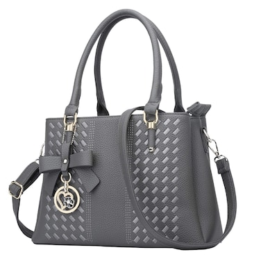 KKXIU 3 Zippered Compartments Purses and Handbags for Women Vegan Leather Ladies Quilted Satchel Bags (J-grey)