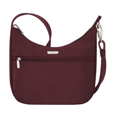 Travelon Anti-Theft Essentials East/West Hobo Bag, Dark Bordeaux