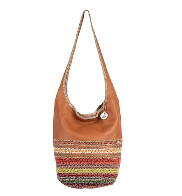 The Sak 120 Hobo Bag in Crochet - Large Women's Purse &amp; Shoulder Bag for Everyday Travel - Durable Handbag With Back Zipper Pocket and Magnetic Snap Closure - Leather/Tobacco Seminyak