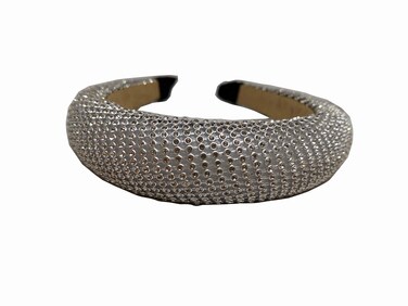Sinpry 1 Piece Bling Crystal Rhinestone Fashion Padded Headbands Hair Hoop Hair Band for Woman Girl (Less-Wide Silver)
