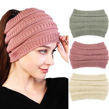Woeoe Warm Winter Headbands Knitted Turban Head Wraps Wide Crochet Stretchy Ear Warmer Soft Stretch Head Scarfts for Women and Girls