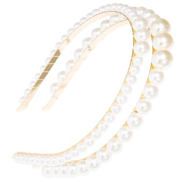 L. Erickson Pearl Headband, 2-Pack - Cream Pearl   Gold