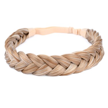 DIGUAN 2 Strands Synthetic Hair Braided Headband Classic Chunky Plaited Braids Elastic Stretch Hairpiece Women Girl Beauty accessory, 54g (Golden Blonde)