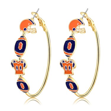 Boderier Game Day Earrings for Women Football Hoop Earrings Game Day Team Pride Sports Earrings Accessories Gifts (Orange Navy)