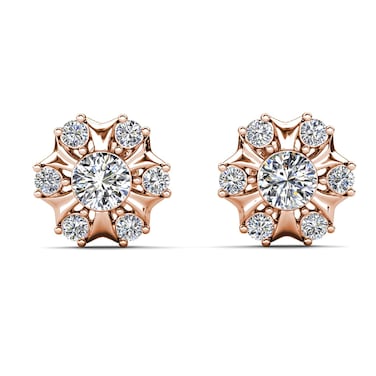 Cate &amp; Chloe Millie 18k Rose Gold Plated Stud Earrings   Crystal Earrings for Women, Flower Earrings with Round Cut Crystals, Fashion Jewelry for Women, Gift for Her