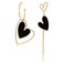 ANDPAI 14K Gold Plated Asymmetry Long Tassel Black White Love Heart Dangle Drop Earrings for Women Fashion Elegant Hoop Earrings Jewelry (Black)