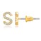 14K Gold Plated Initial Earrings Cubic Zirconia Tiny Letter Earrings Personalized Small CZ Stud Earrings for Women (S)