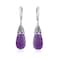 Western Style Gemstone Dyed Purple Quartz Elongated Teardrop Filigree Lever Back Dangle Earrings For Women .925 Sterling Silver