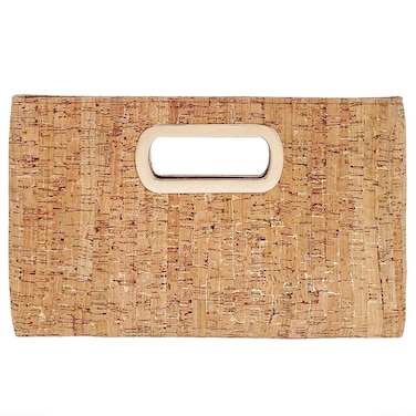Cork Top Handle Clutch, Gold
