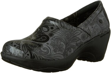 Nurse Mates Bryar-Black/Grey Paisley, 9.5 C/D (wide) US