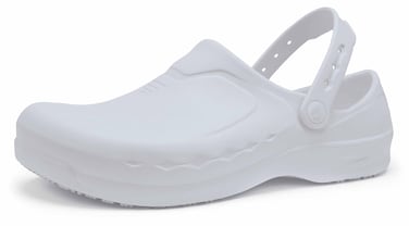 Shoes for Crews Zinc, Men's, Women's, Unisex Work Clogs, Slip Resistant, Water Resistant, White, Men's 9 / Women's 11