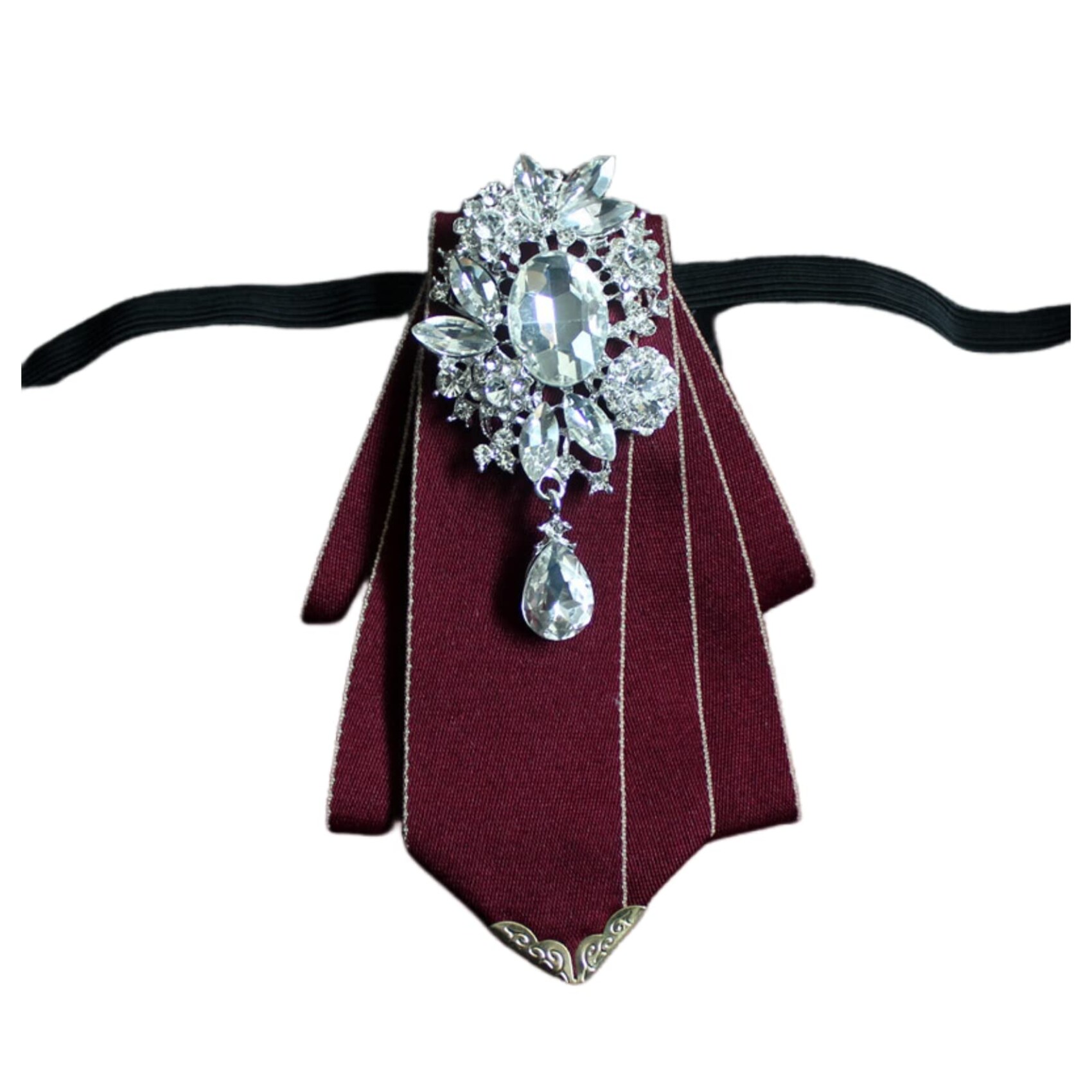 ABBITH Fashion Ibbon Bow Tie Fo Hinestone Cystal Booch