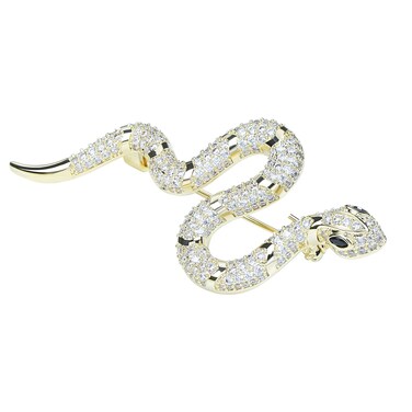VVCome Crystal Snake Brooch Pin Vintage Suit Accessory Metal Serpent Animal Lapel Pin Banquet Badge Pins Backpack Bag Pin Hat Pins (Gold)