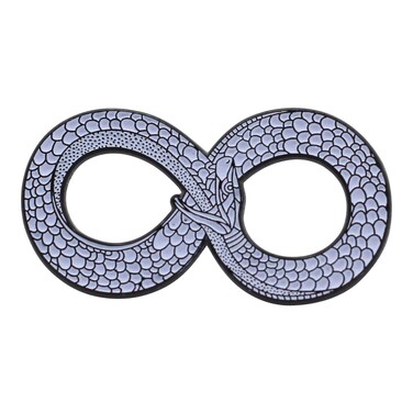 REAL SIC Ouroboros Enamel Pin - Black Metal Snake Pin - Halloween/Occult/Witch/Alchemy/Tarot Lapel Pin for Jackets, Backpacks, Bags, Hats &amp; Tops (White)