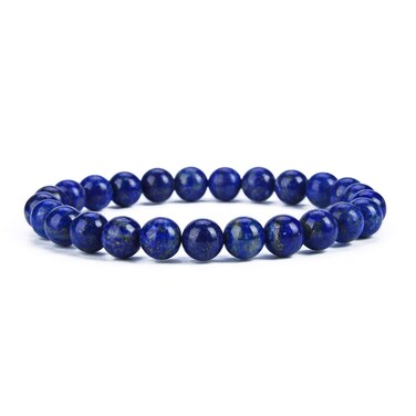 Cherry Tree Collection - Small, Medium, Large Sizes - Gemstone Beaded Bracelets for Women and Men - 8mm Round Beads (Lapis - Medium)