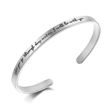 When You Go Through Deep Waters I Will be with You Women Bracelet Inspirational Christian Religious Bible Verse Scripture Gifts for Female Christmas Jewelry