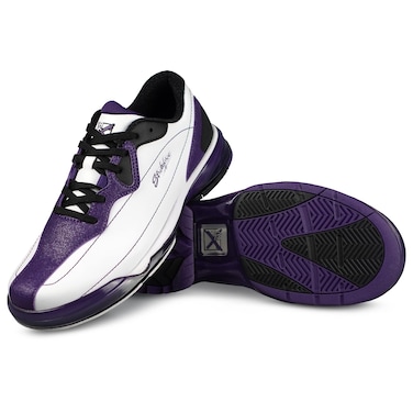 KR Strikeforce Dream White/Purple Performance Women's Bowling Shoe Left Hand with Interchangeable Soles and Heels
