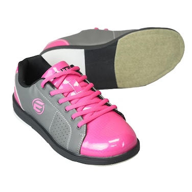 ELITE Women's Classic Bowling Shoes - Lightweight, Vibrant, 1-Year Warranty (Grey/Pink, US Footwear Size System, Adult, Women, Numeric, Medium, 9)