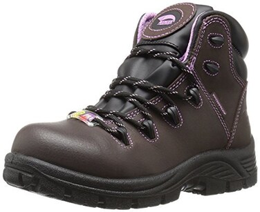 FSI FOOTWEAR SPECIALTIES INTERNATIONAL Women's Framer 6" Leather Comp Toe Waterproof Puncture Resistant EH Hiker Industrial &amp; Construction Shoe, Brown/Lilac, 8.5 Medium