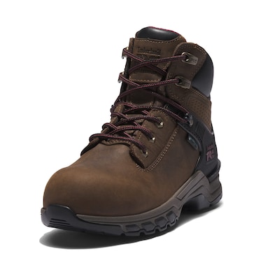 Timberland PRO Women's Hypercharge 6 Inch Composite Safety Toe Waterproof Industrial Work Boot, Brown/Purple, 6.5