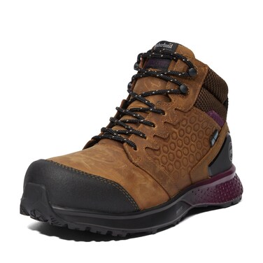 Timberland PRO Women's Reaxion Mid Composite Safety Toe Waterproof Industrial Hiker Work Boot, Brown/Purple-2024 New, 9.5 Wide