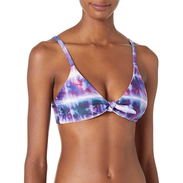 Splendid Women's Standard Tie Front Swimsuit Bikini Top, Color Chaser Blue, Large