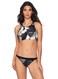 Reebok Lifestyle Women's Swimwear Bold Dynamic High Neck Bikini Bathing Suit Top, Black/White, X-Large
