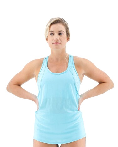 TYR Women's Standard Madison 2 in 1 Tankini Top for Swimming, Yoga, Fitness, and Workout, Teal, Large