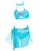 Winx Club Women's Bloom Two Piece Bikini Set Swimsuit with Sarong and Sleeves Bathing Suit (Medium) Blue