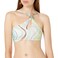 Bikini Lab Women's Standard Shoulder Cut Out Bikini Swimsuit Top, Multi//New Wave, S