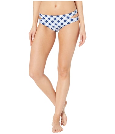 Splendid Women's Standard Side Cutout Swimsuit Bikini Bottom, Breaking Plaid Navy, Medium